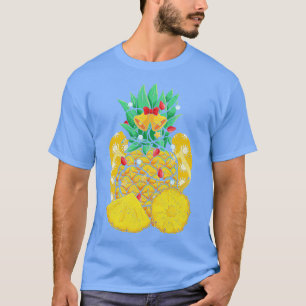 Hawaiian Xmas Tropical Pineapple Flip Flops Christ T-Shirt