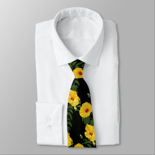 Hawaiian yellow hibiscus Botanical illustration Tie