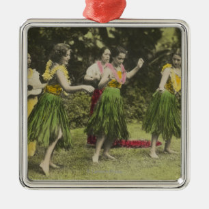 HawaiiHula Dancers in ColorHawaii Metal Tree Decoration