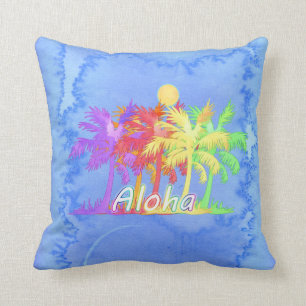 Hawaiin Aloha Palm Tree Watercolors Cushion