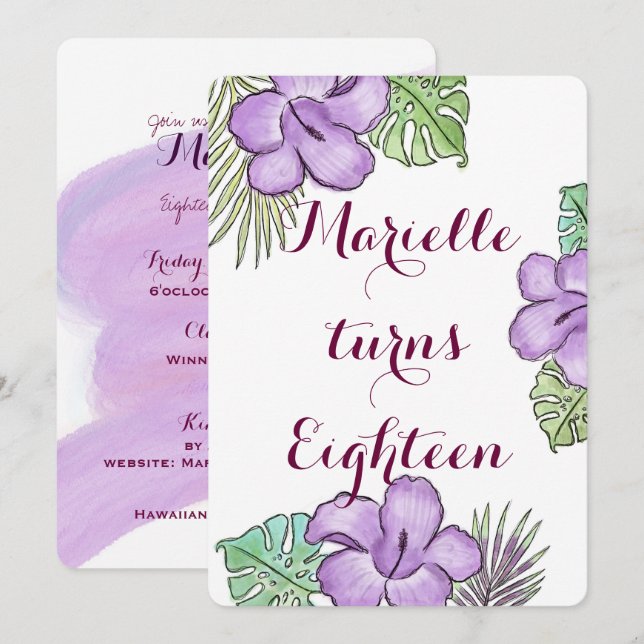 Hawaiin Theme Invitation (Front/Back)
