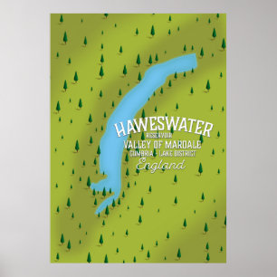 Haweswater Reservoir travel map poster. Poster