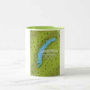 Haweswater Reservoir travel map poster. Two-Tone Coffee Mug