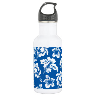 Hawiian Blue Flower Pattern 532 Ml Water Bottle