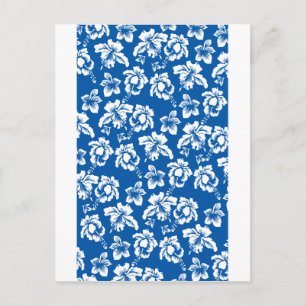 Hawiian Blue Flower Pattern Postcard
