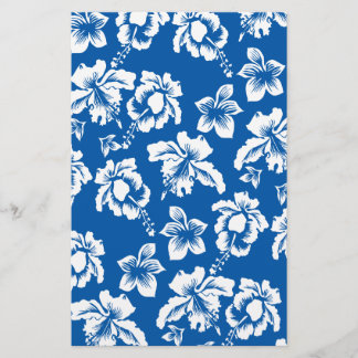 Hawiian Blue Flower Pattern Stationery