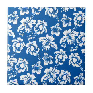 Hawiian Blue Flower Pattern Tile