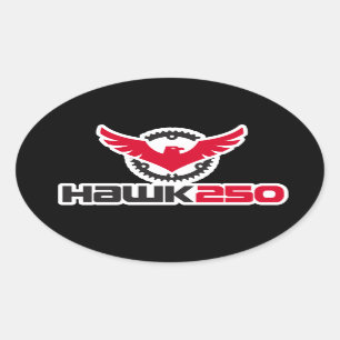 Hawk 250 Logo Black Background Oval Sticker