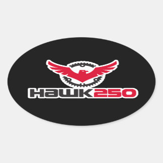 Hawk 250 Logo Black Background Oval Sticker
