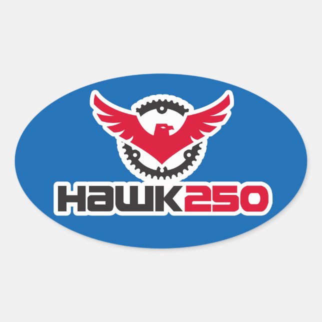 Hawk 250 Logo Blue Background Oval Sticker (Front)