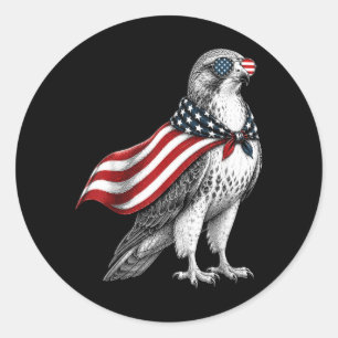 Hawk 4th Of July Us Aamerican Flag Patriotic Bird Classic Round Sticker