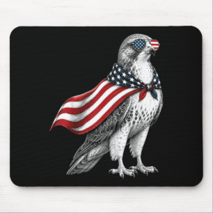 Hawk 4th Of July Us Aamerican Flag Patriotic Bird Mouse Mat