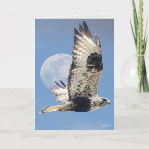 Hawk and Moon Greeting Card