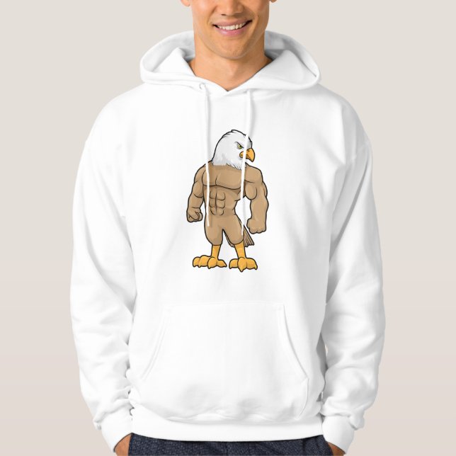 Hawk as Bodybuilder with Six pack Hoodie (Front)