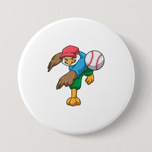 Hawk at Baseball with Baseball bat 7.5 Cm Round Badge