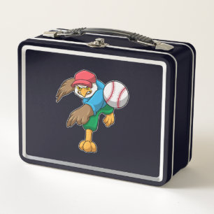 Hawk at Baseball with Baseball bat Metal Lunch Box