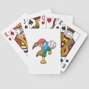 Hawk at Baseball with Baseball bat Playing Cards