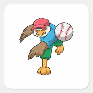 Hawk at Baseball with Baseball bat Square Sticker
