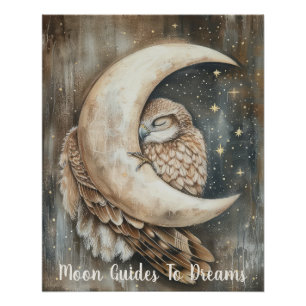Hawk bird baby sleeping on Moon Poster