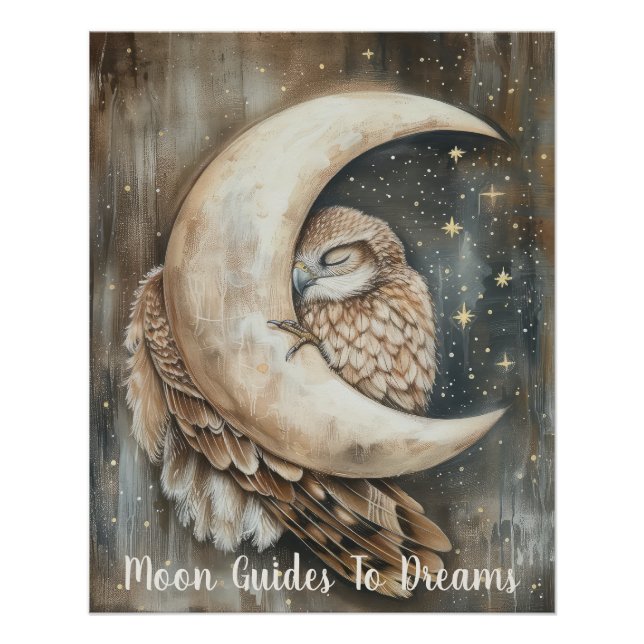 Hawk bird baby sleeping on Moon Poster (Front)