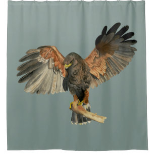 Hawk Flapping Wings Watercolor Painting Shower Curtain