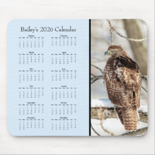 Hawk - Full year 2026 customizable calendar Mouse Mat
