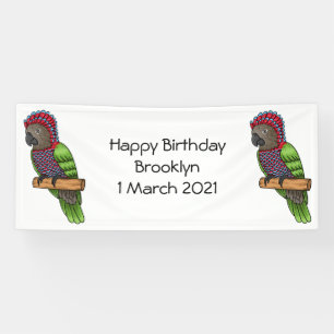 Hawk headed parrot bird cartoon illustration banner