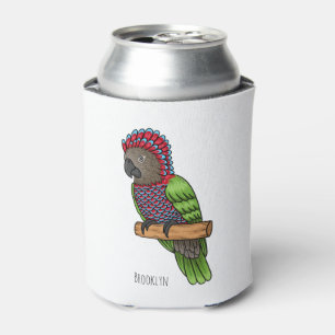 Hawk headed parrot bird cartoon illustration can cooler