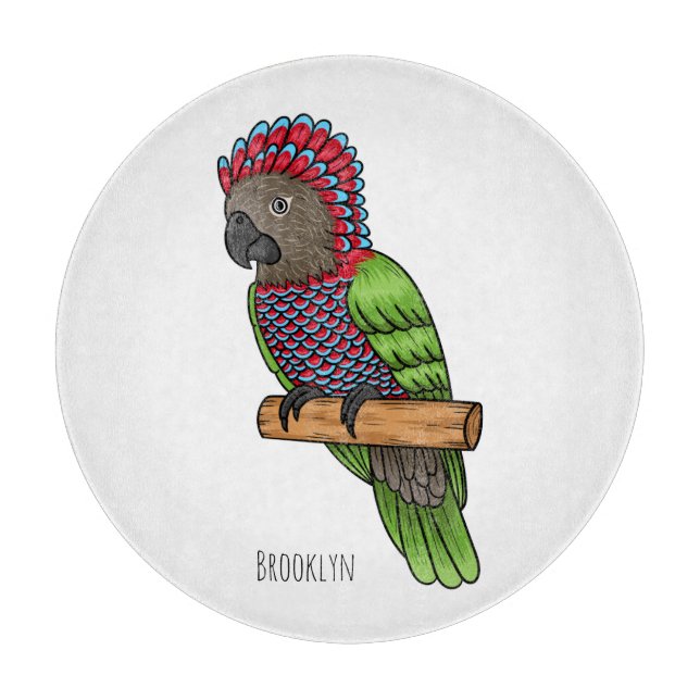Hawk headed parrot bird cartoon illustration cutting board (Front)