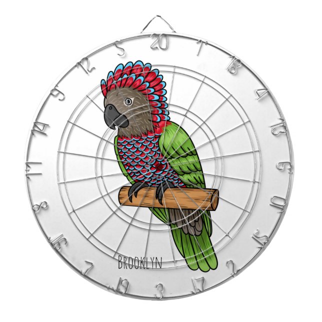 Hawk headed parrot bird cartoon illustration dartboard (Front)
