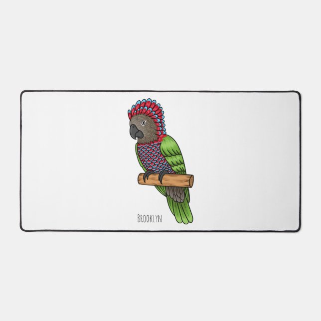 Hawk headed parrot bird cartoon illustration  desk mat (Front)
