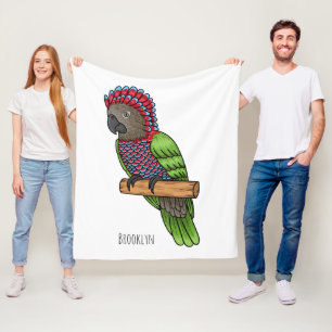 Hawk headed parrot bird cartoon illustration fleece blanket
