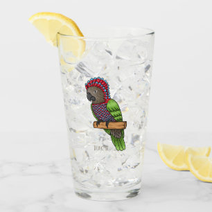 Hawk headed parrot bird cartoon illustration glass