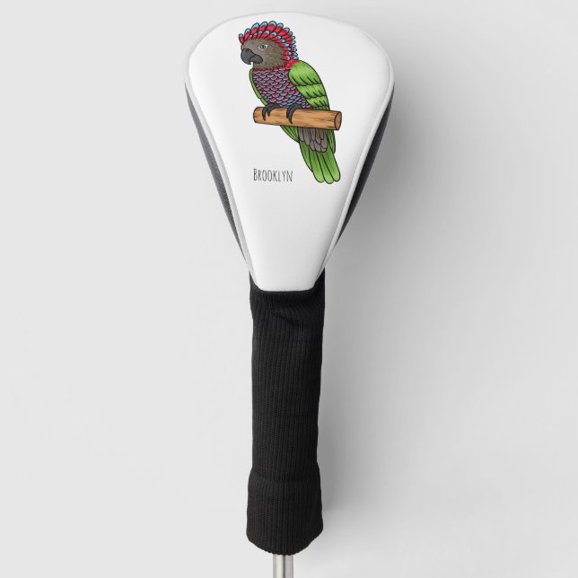 Hawk headed parrot bird cartoon illustration golf head cover (Front)