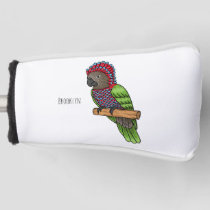 Hawk headed parrot bird cartoon illustration golf head cover