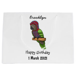 Hawk headed parrot bird cartoon illustration large gift bag