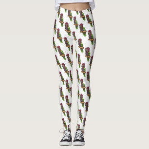 Hawk headed parrot bird cartoon illustration  leggings