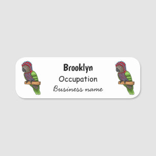 Hawk headed parrot bird cartoon illustration name tag