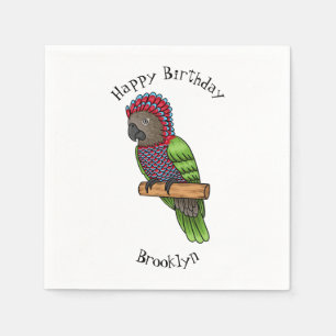 Hawk headed parrot bird cartoon illustration napkin