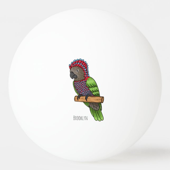 Hawk headed parrot bird cartoon illustration ping pong ball (Front)