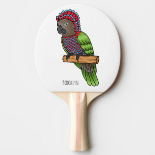 Hawk headed parrot bird cartoon illustration ping pong paddle