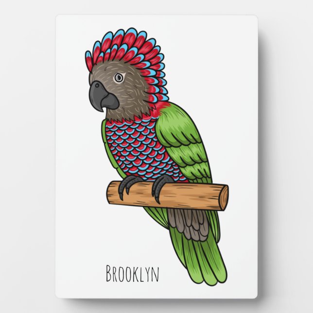 Hawk headed parrot bird cartoon illustration  plaque (Front)