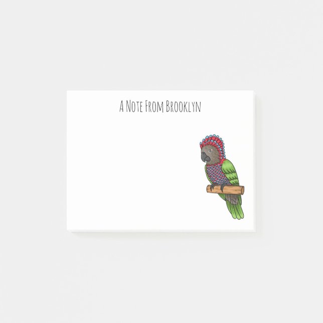Hawk headed parrot bird cartoon illustration  post-it notes (Front)