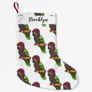 Hawk headed parrot bird cartoon illustration small christmas stocking