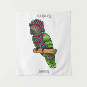 Hawk headed parrot bird cartoon illustration tapestry