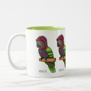 Hawk headed parrot bird cartoon illustration Two-Tone coffee mug
