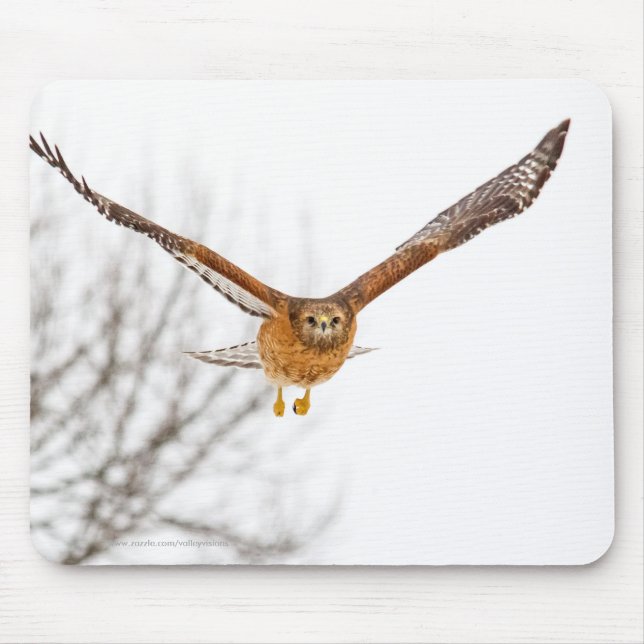 Hawk In Flight Mouse Mat (Front)