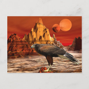 Hawk in Red Mountains Postcard