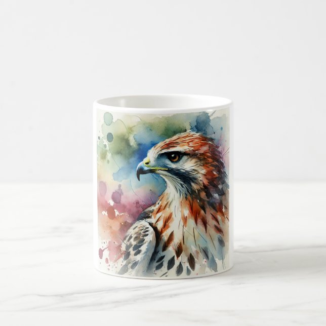 Hawk in serene nature 280824AREF135 - Watercolor Coffee Mug (Center)