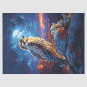 Hawk in the Desert Under a Full Moon Decoupage Tissue Paper